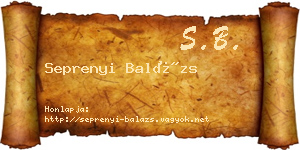 Seprenyi Balázs névjegykártya